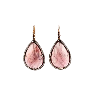 Pear Shape Pink Sapphire Slice Earrings