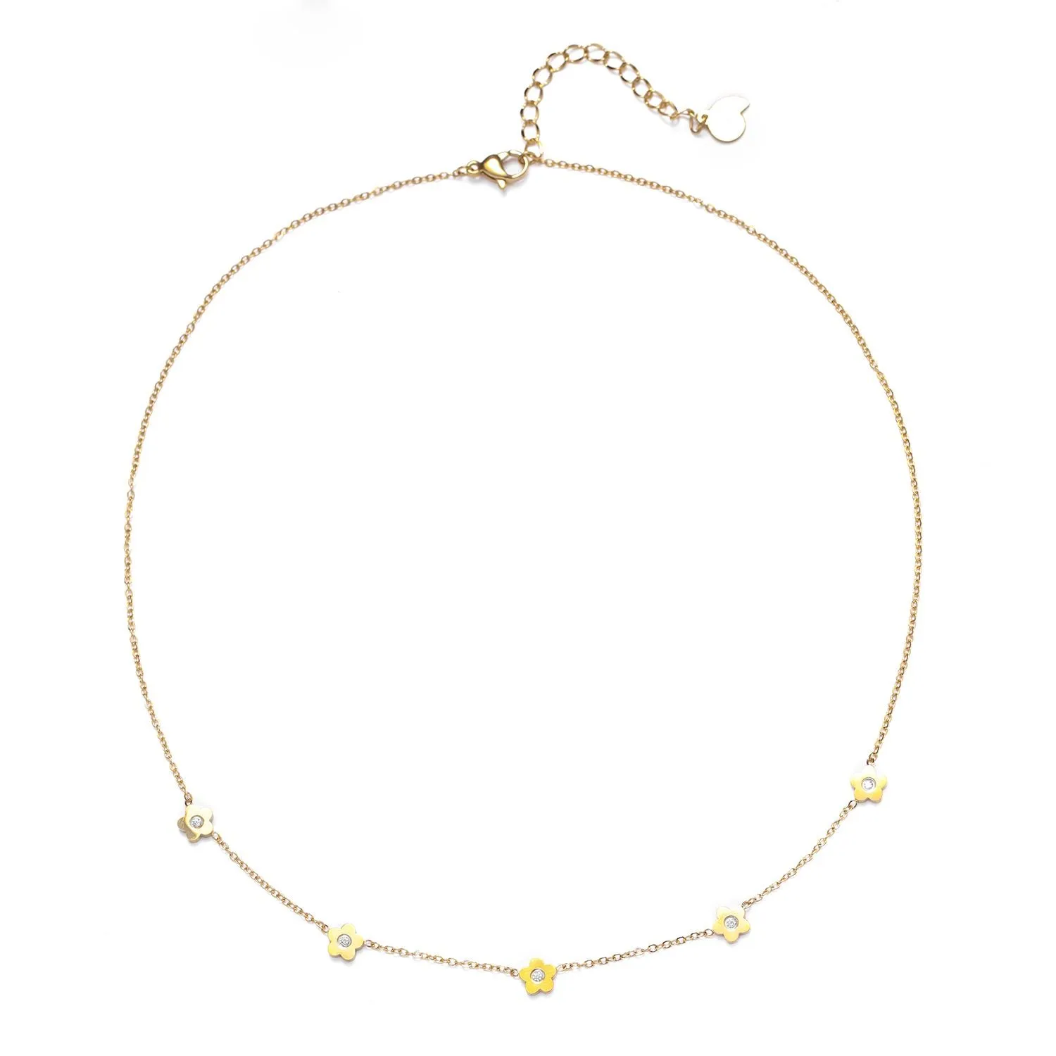 Petite Flower Charm Necklace Gold