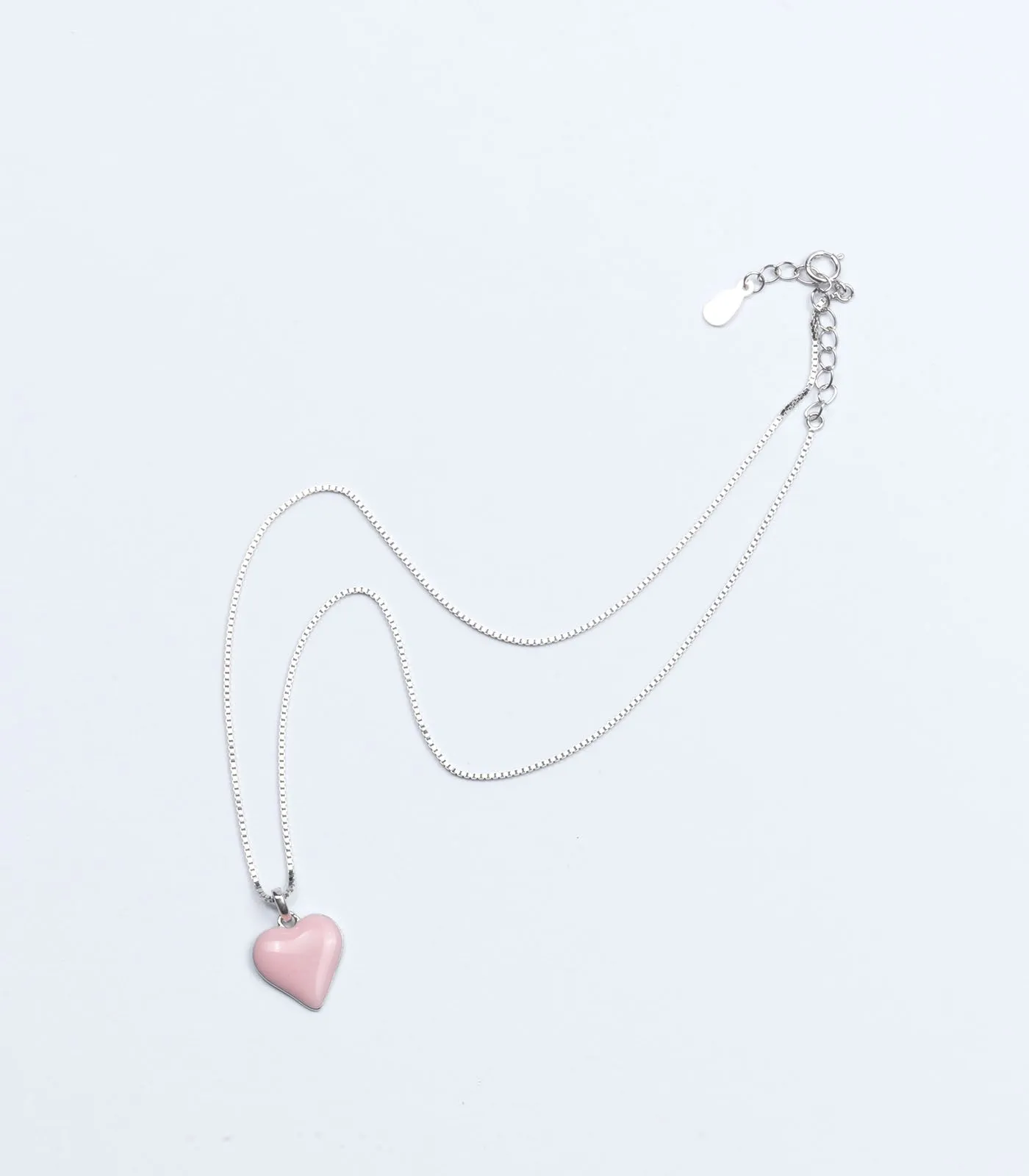 Pink Heart Necklace (Silver)