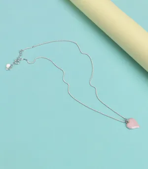 Pink Heart Necklace (Silver)