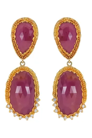 Pink Sapphire Diamond Earrings