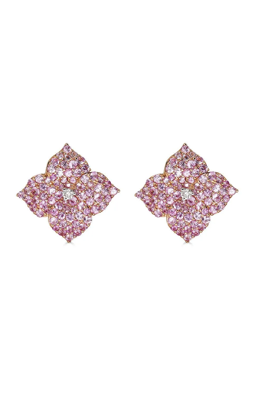 Pink Sapphire Large Flower Stud Earrings