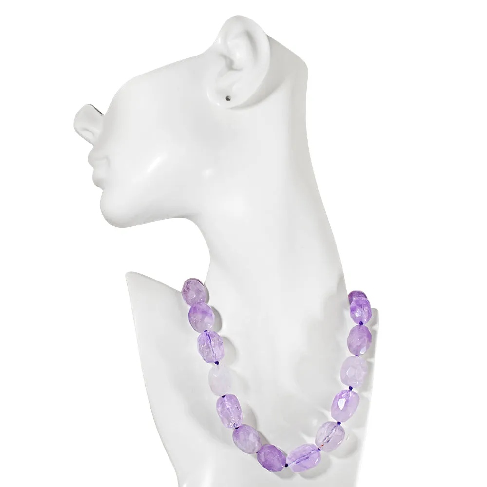 Precious Faceted Amethyst Necklace (Silvertone/Amethyst)