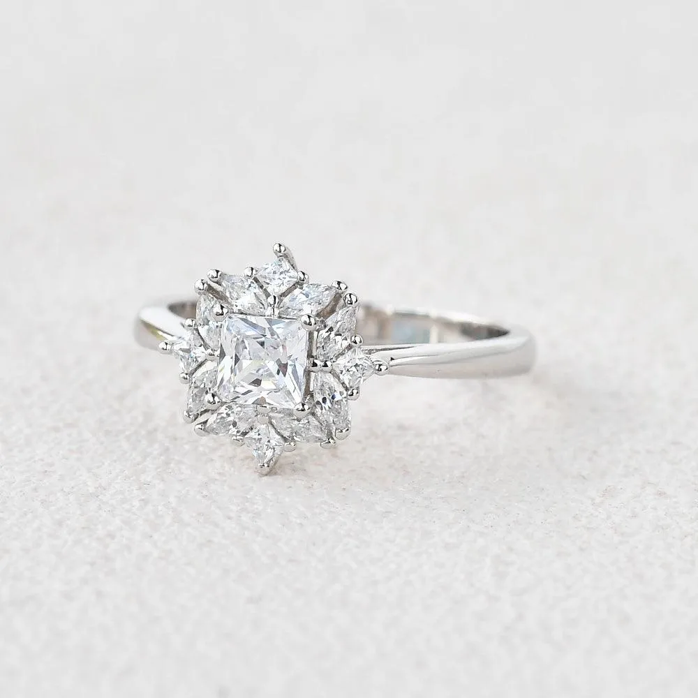 Princess Cut Moissanite White Gold Ring