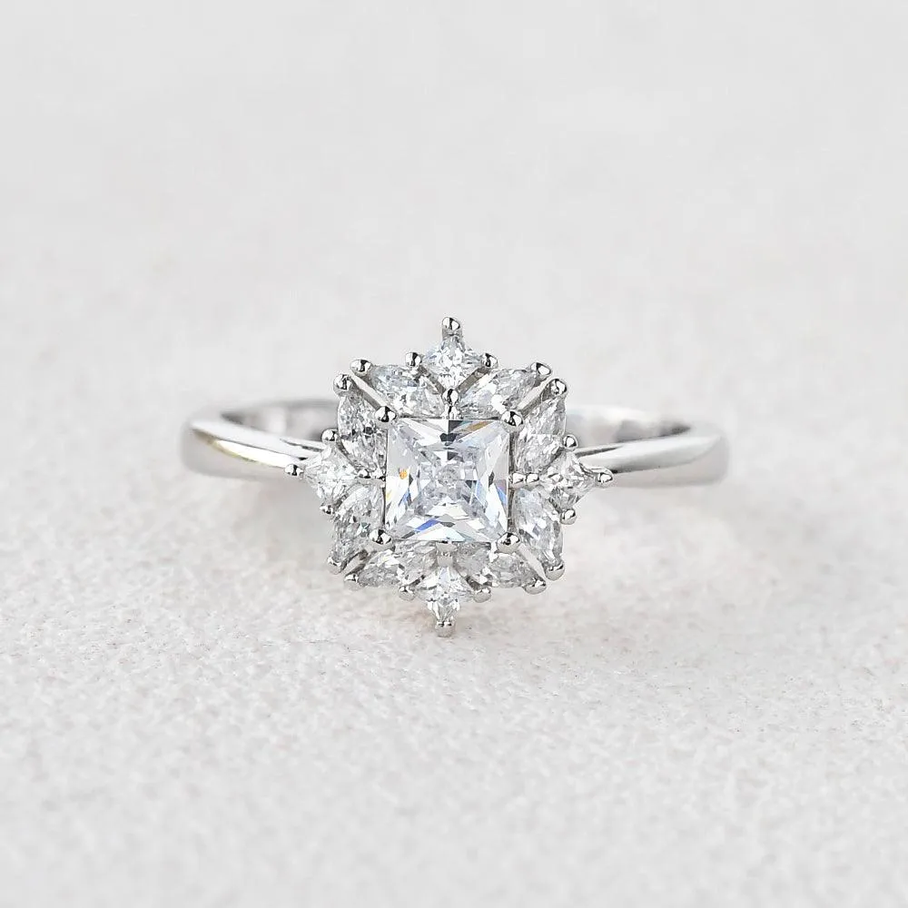 Princess Cut Moissanite White Gold Ring