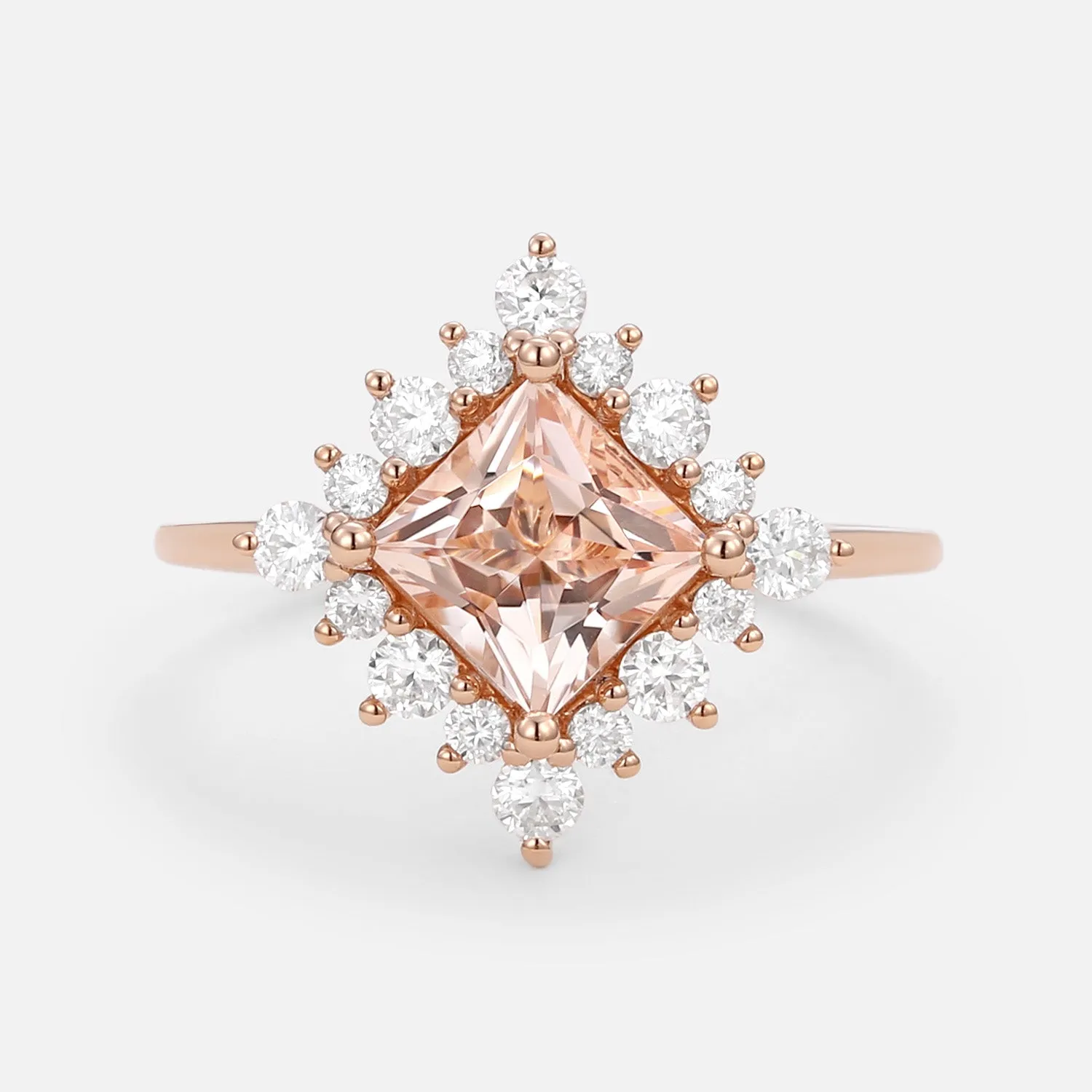 Princess Cut Morganite Rose Gold Ring