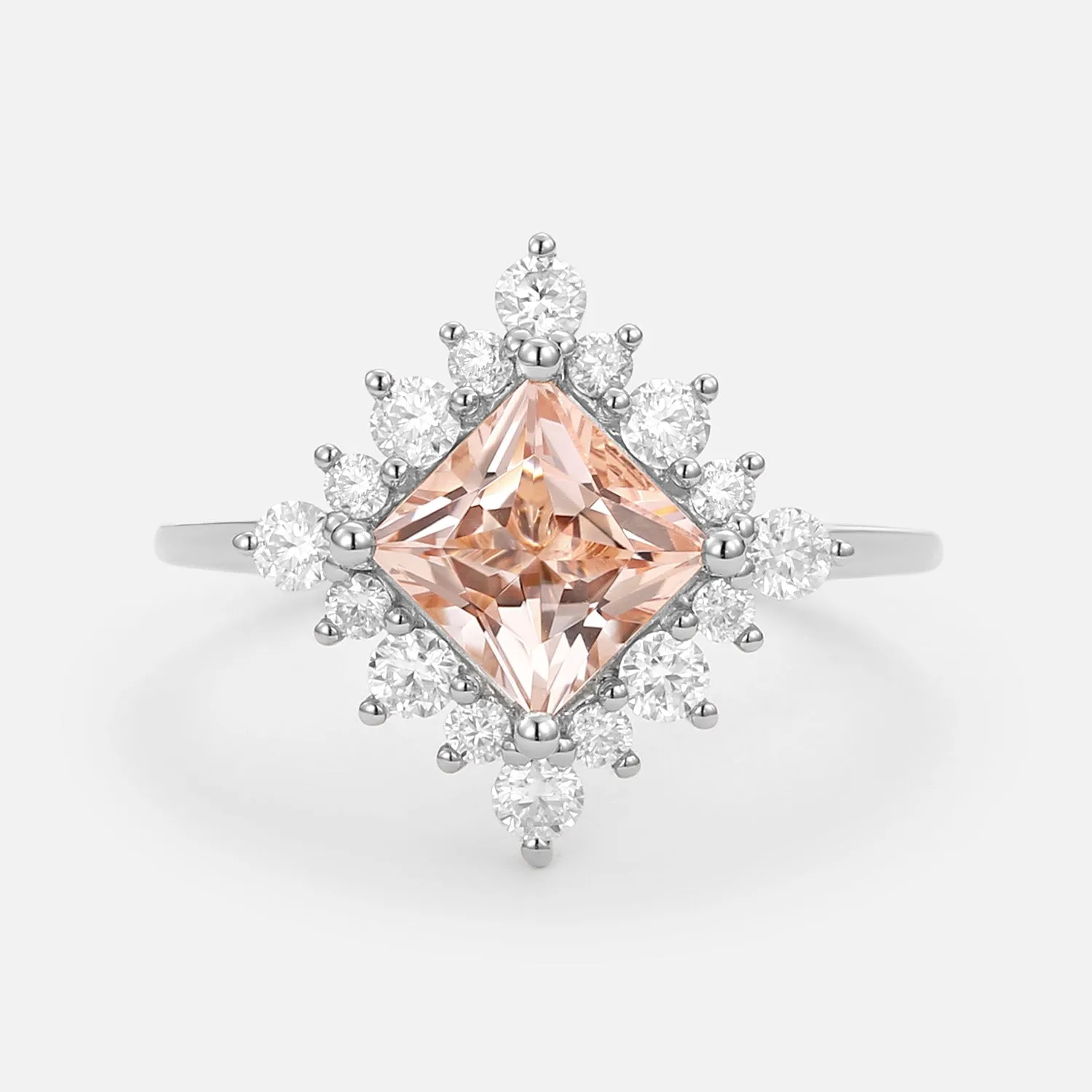 Princess Cut Morganite Rose Gold Ring