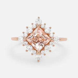 Princess Cut Morganite Rose Gold Ring