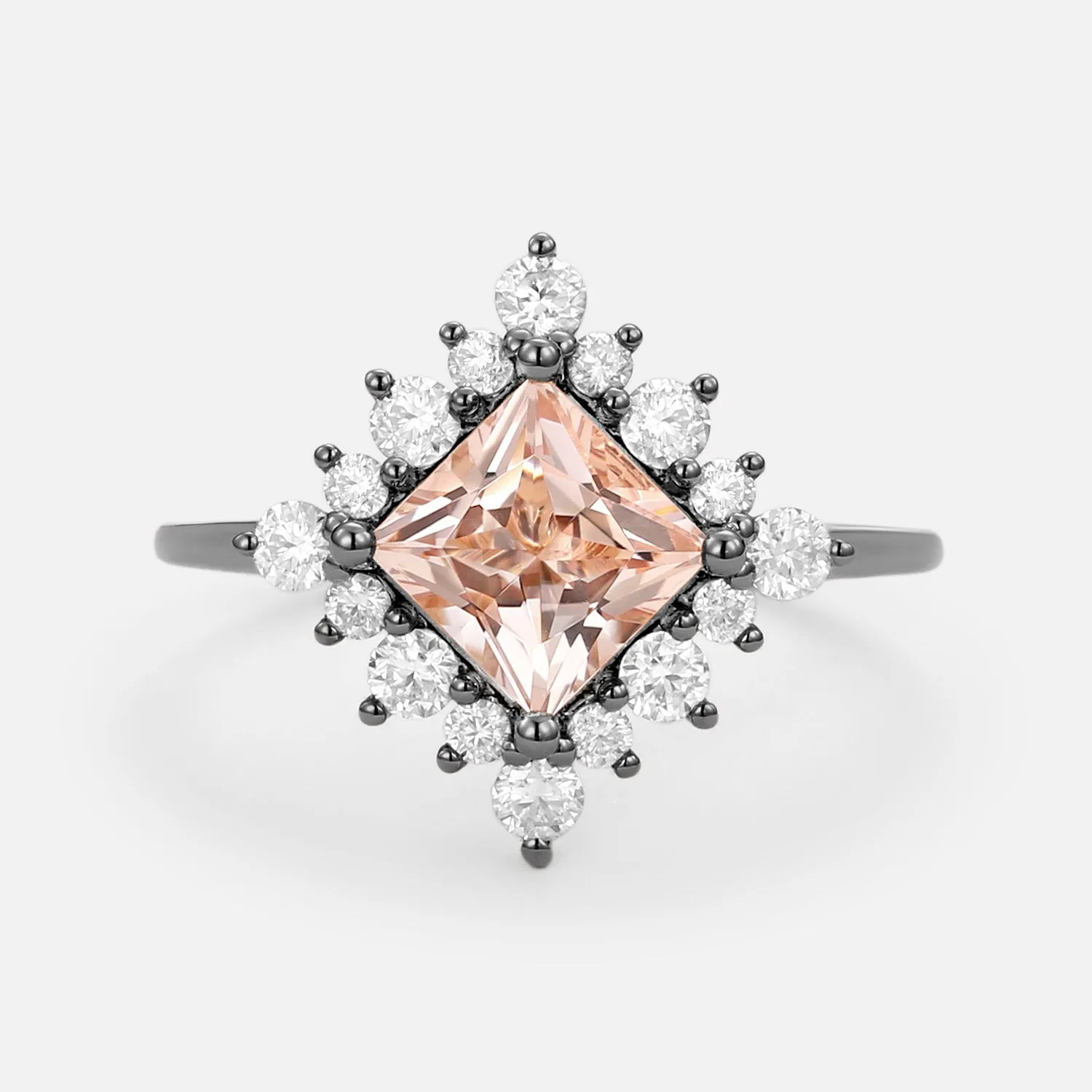 Princess Cut Morganite Rose Gold Ring