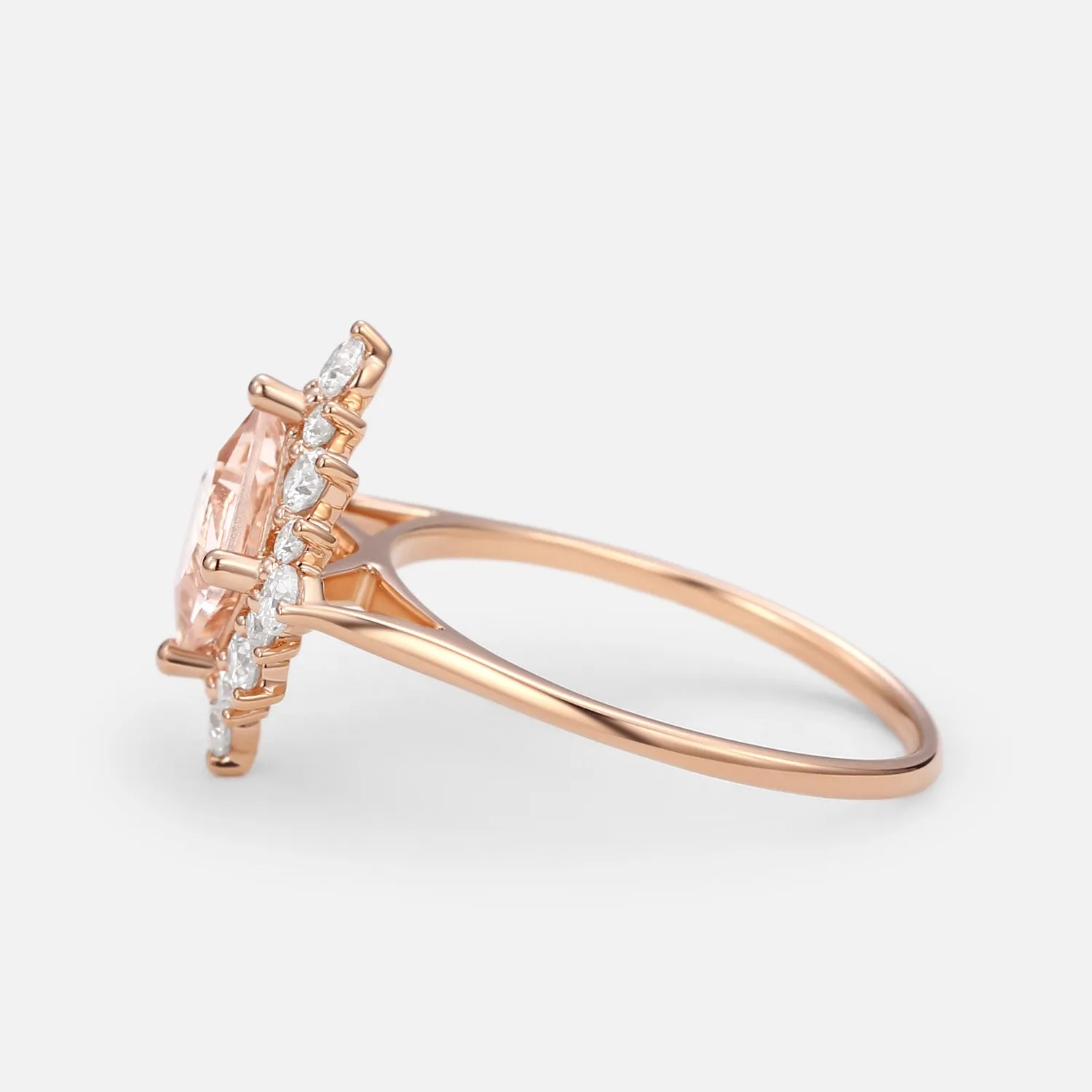 Princess Cut Morganite Rose Gold Ring