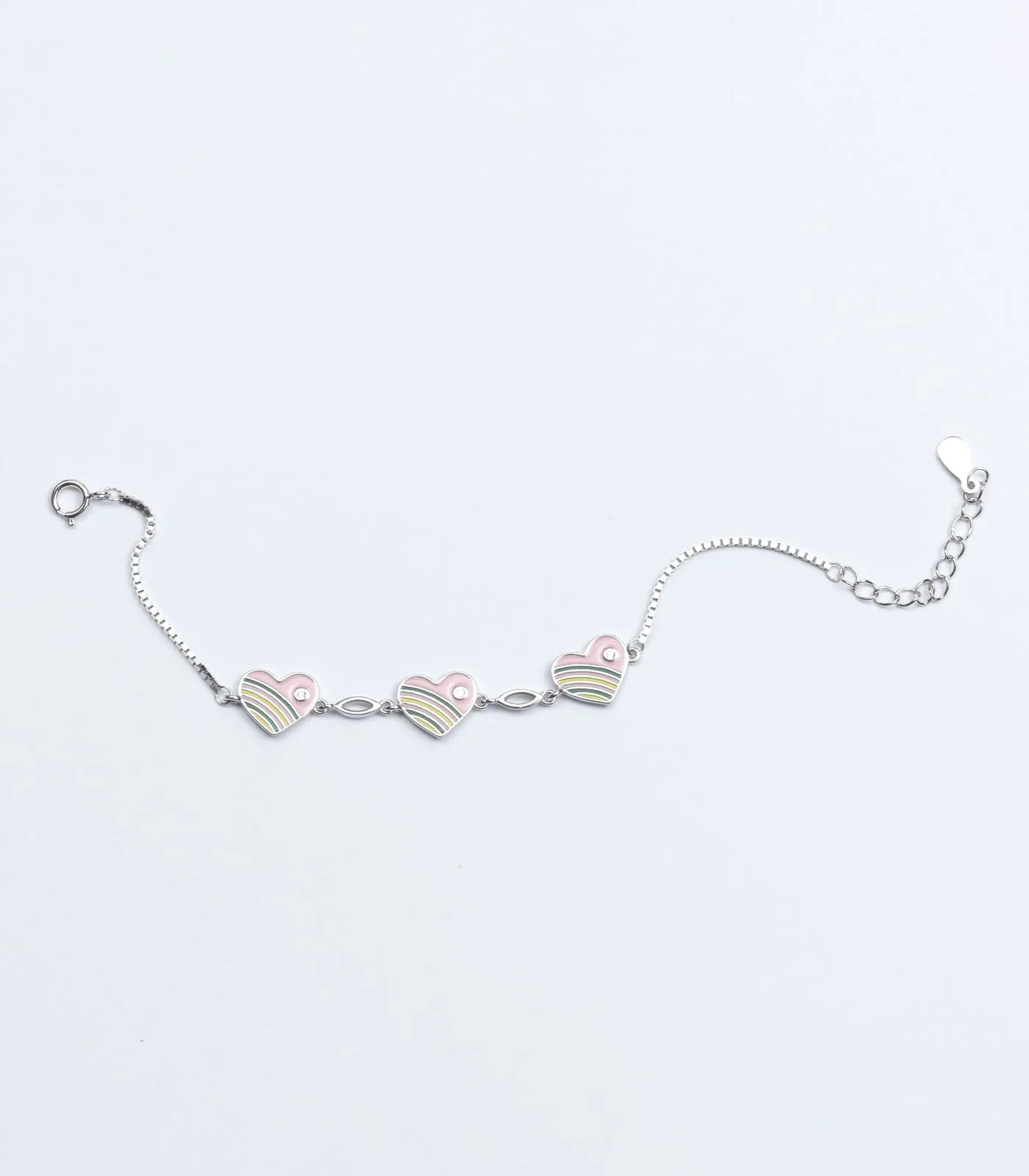 Rainbow Heart Bracelet (Silver)