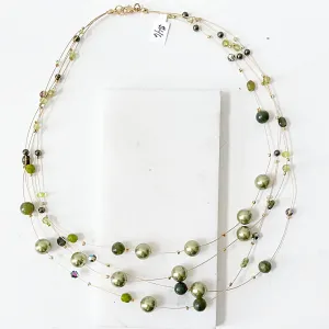 Real Gemstone Floating Galaxy Necklace in Green-