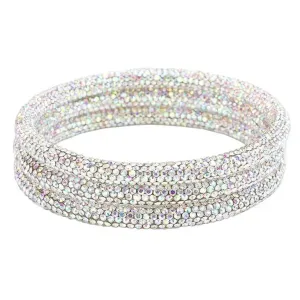 Rhinestone Bracelet Set - Silver