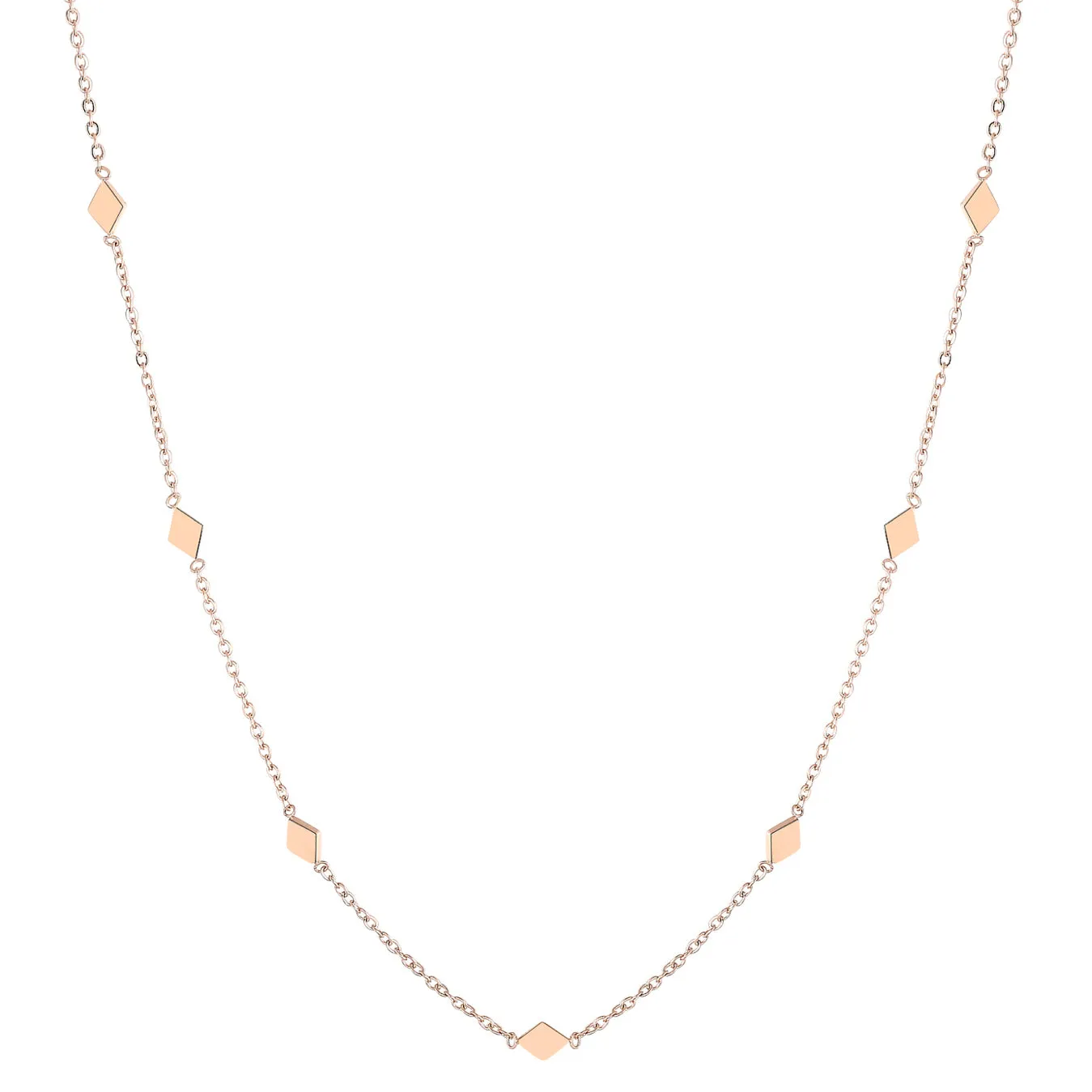 Rhombus Charm Delicate Necklace Rose Gold