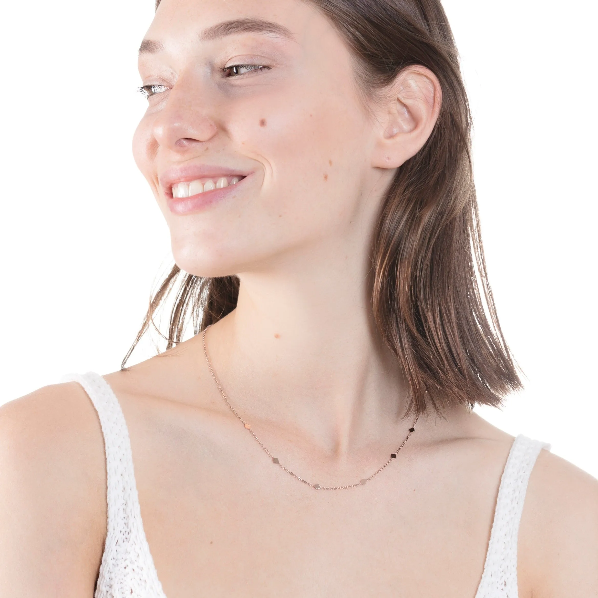 Rhombus Charm Delicate Necklace Rose Gold