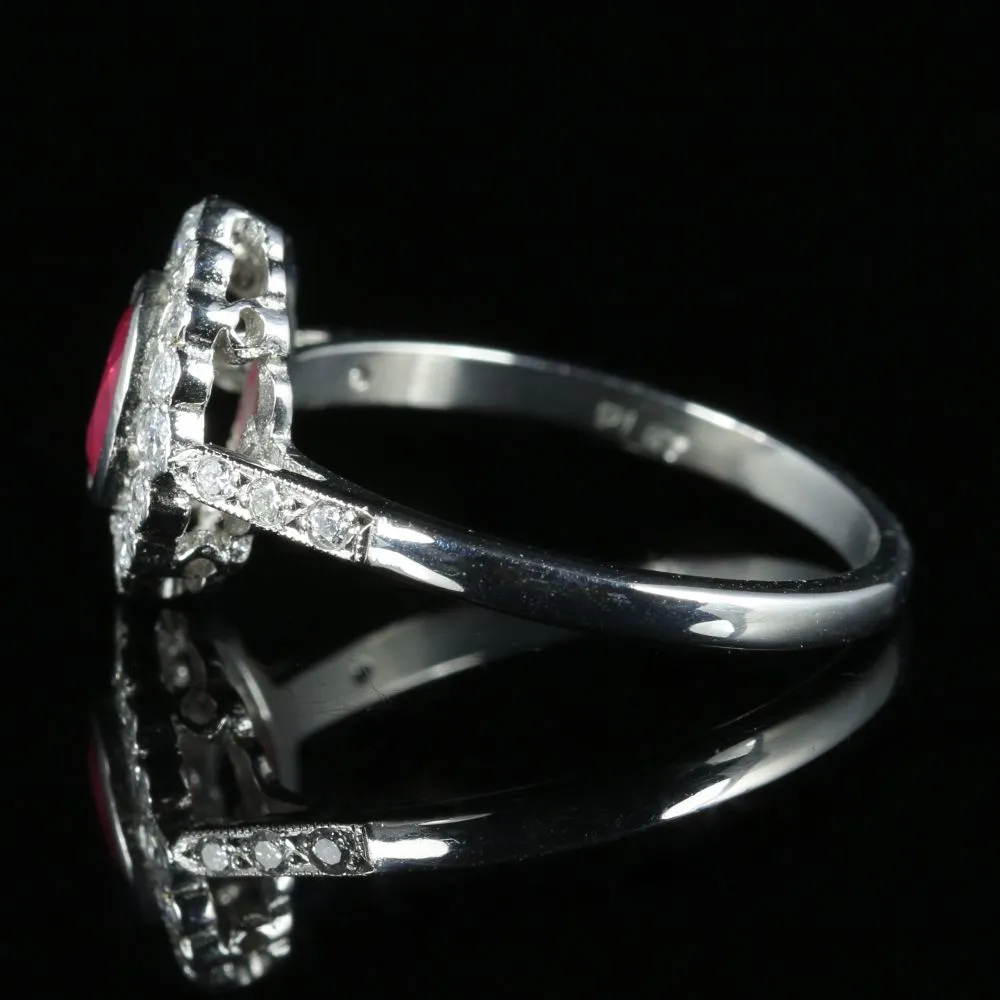 Ruby Diamond Cluster Ring Platinum