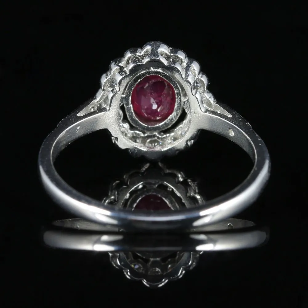 Ruby Diamond Cluster Ring Platinum