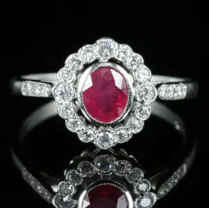 Ruby Diamond Cluster Ring Platinum