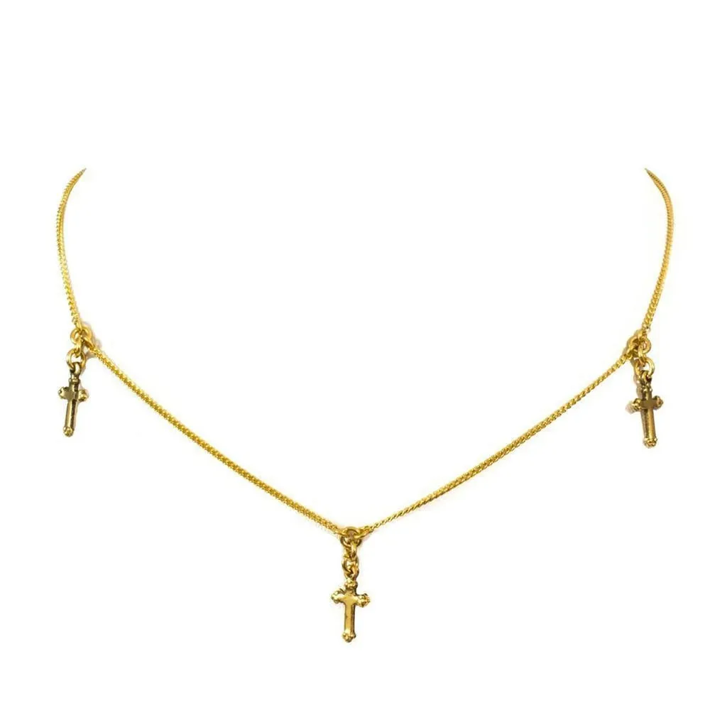 Santa Monica Cross Choker Gold