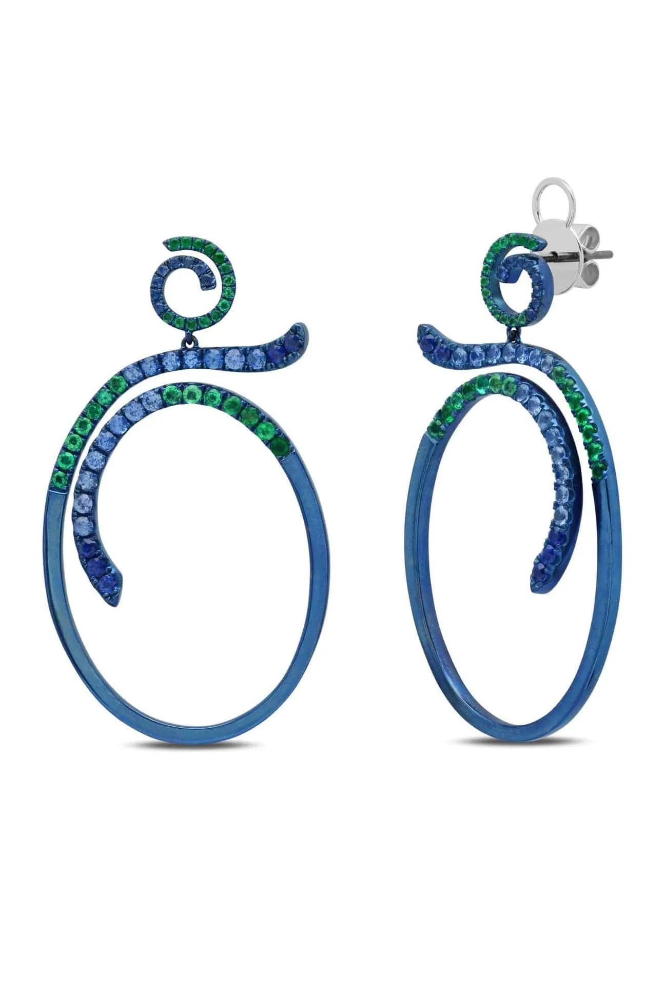 Sapphire & Emerald Blue Titanium Earrings