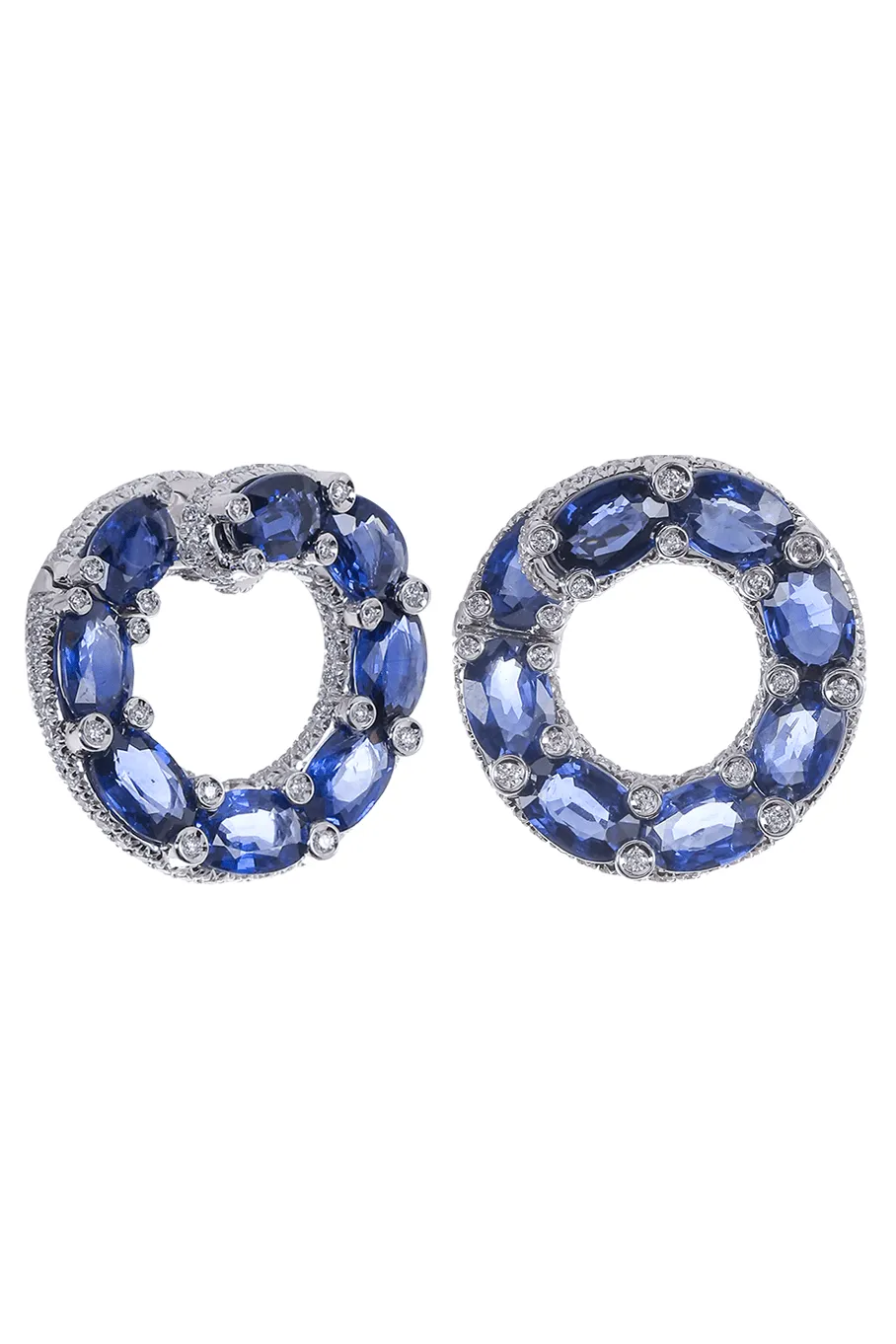 Sapphire and Diamond Loop Earrings