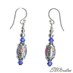 Sapphire Blue Floral Beaded Earrings