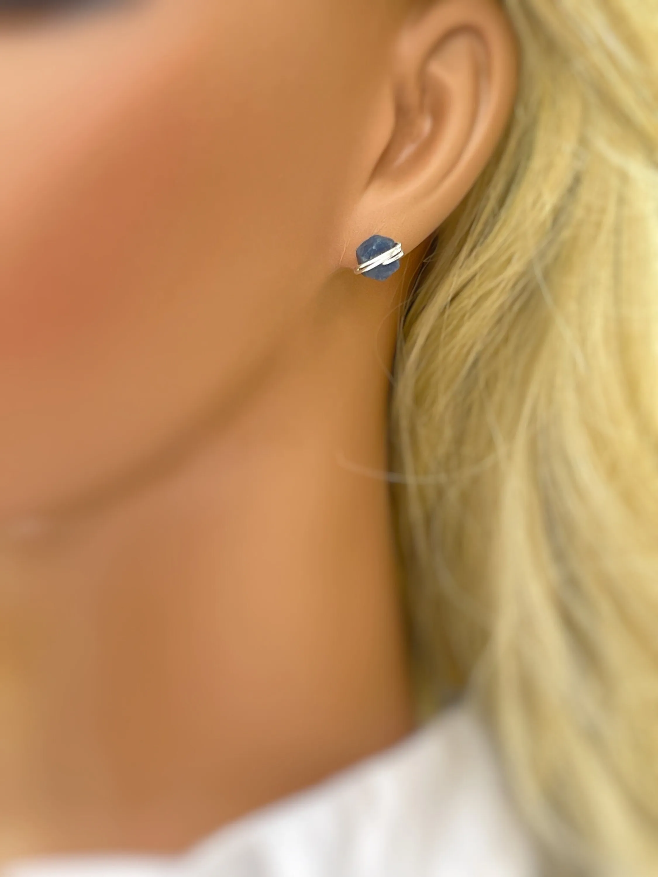 Sapphire Earrings Blue Sapphire Stud earrings Sterling Silver