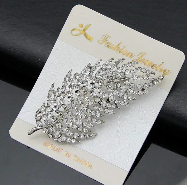 SB096 - Silver Feather Saree Brooch