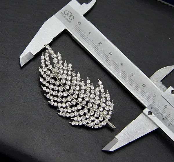 SB096 - Silver Feather Saree Brooch