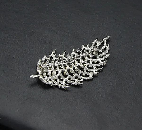 SB096 - Silver Feather Saree Brooch