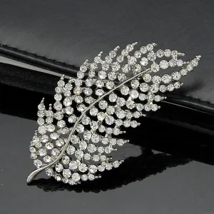 SB096 - Silver Feather Saree Brooch