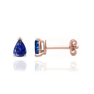 SCARLETT - Pear Blue Sapphire 18k Rose Gold Stud Earrings