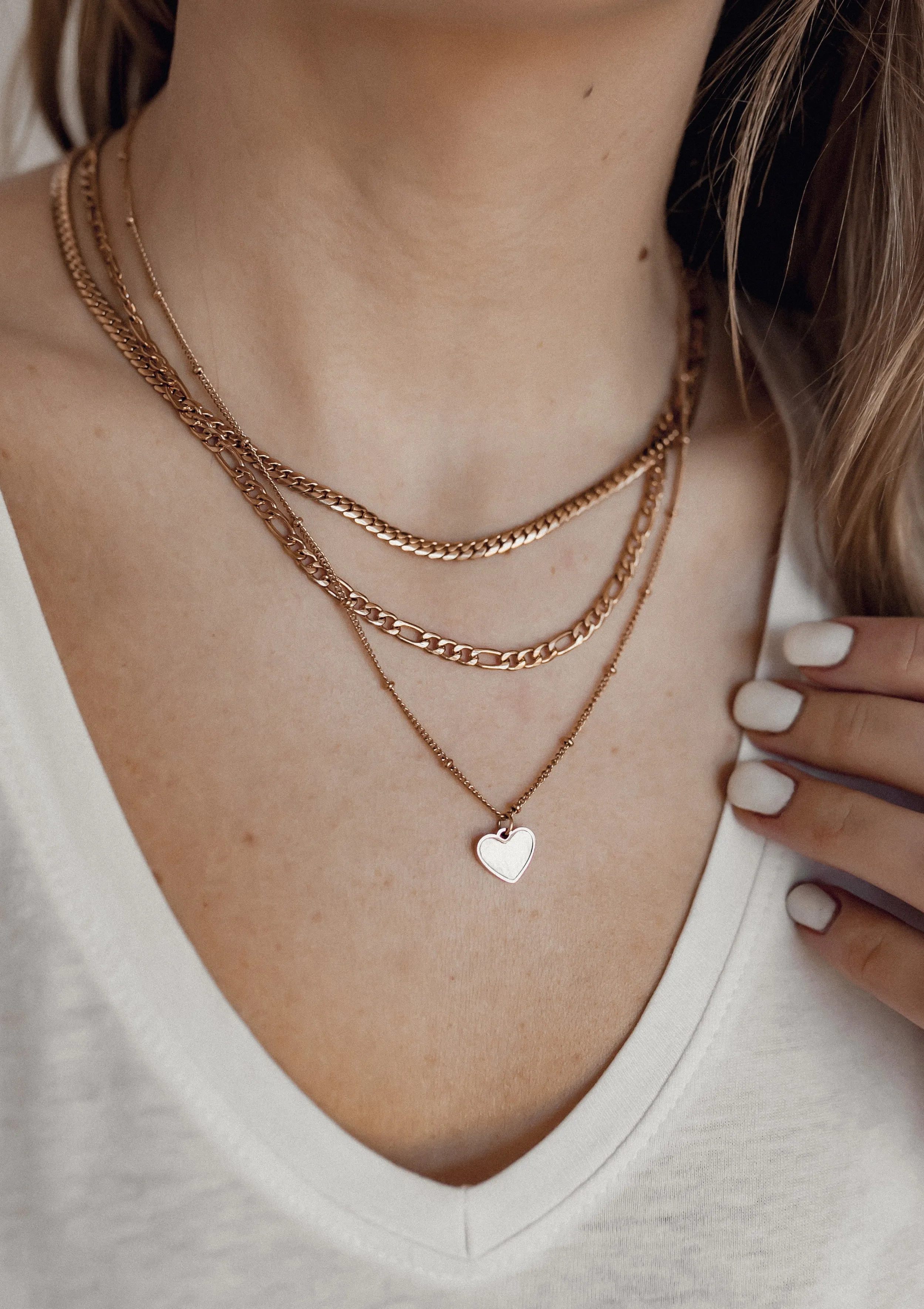 Shell Heart Pendant Chain Necklace Rose Gold