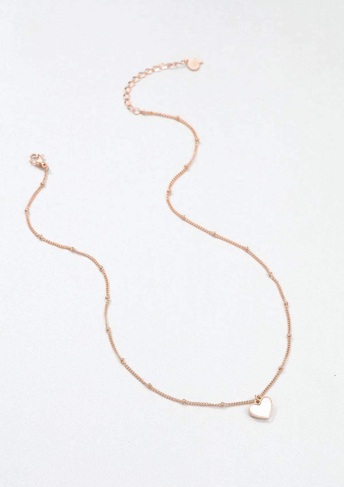 Shell Heart Pendant Chain Necklace Rose Gold