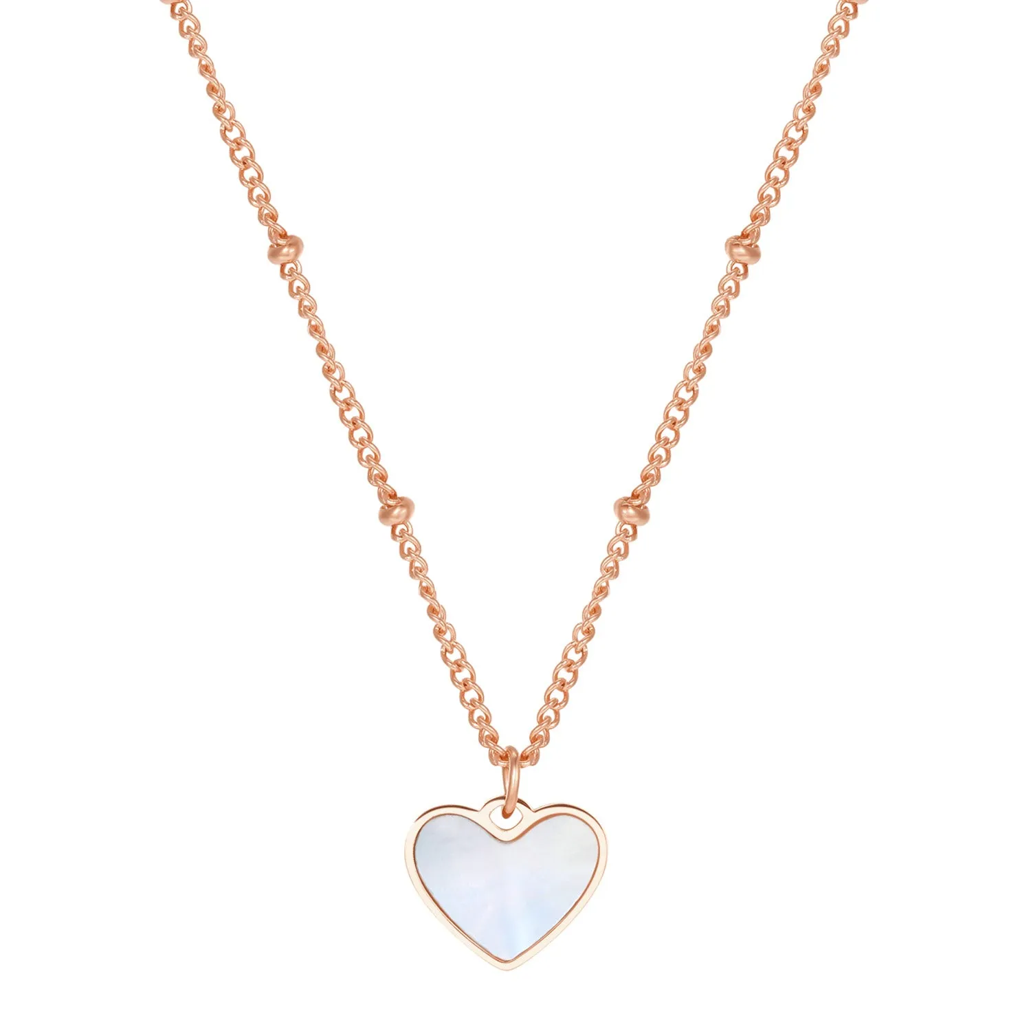 Shell Heart Pendant Chain Necklace Rose Gold