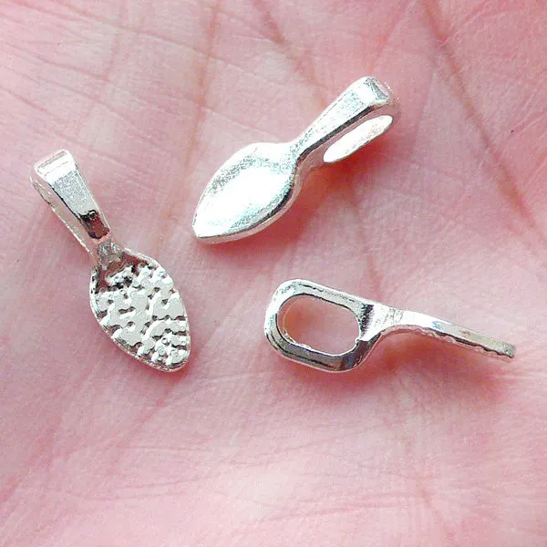 Silver Glue On Bails (15pcs / 5mm x 15mm / Teardrop) Jewelry Bail Cabochon Bail Glass Tile Bail Photo Pendant Bail Charm Making CHM1671