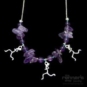 Silver "Atalanta" Runner Three w/Amethyst Necklace