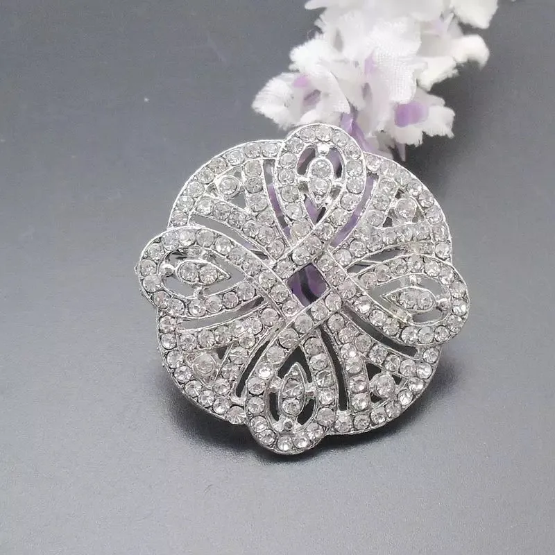 Silver Rhinestone Brooch - Style 16