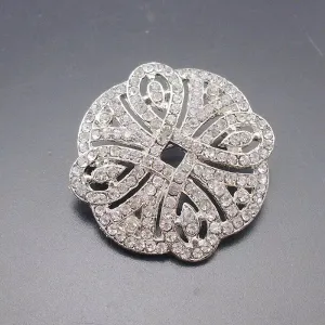 Silver Rhinestone Brooch - Style 16