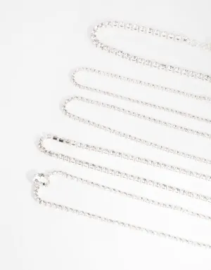 Silver Round & Pear Choker 5-Pack