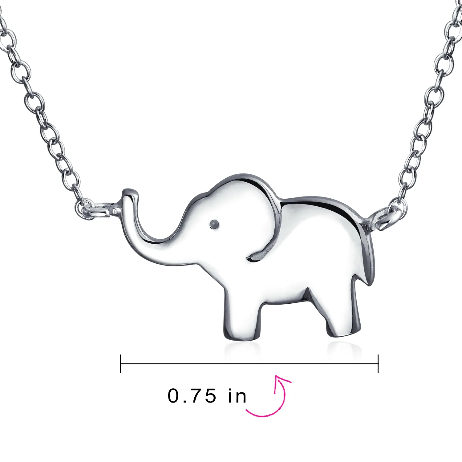 Simple Lucky Elephant Pendant Necklace in Sterling Silver for Good Luck