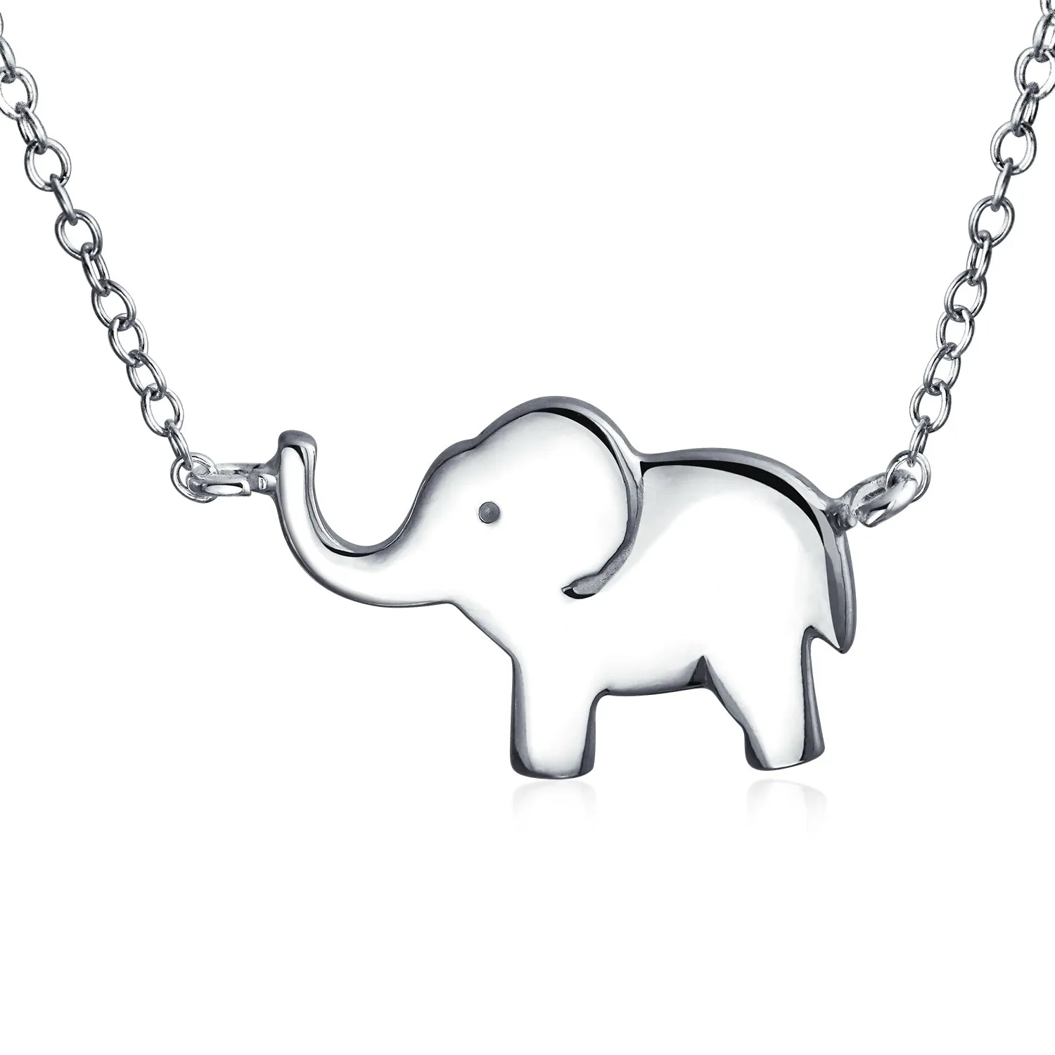 Simple Lucky Elephant Pendant Necklace in Sterling Silver for Good Luck