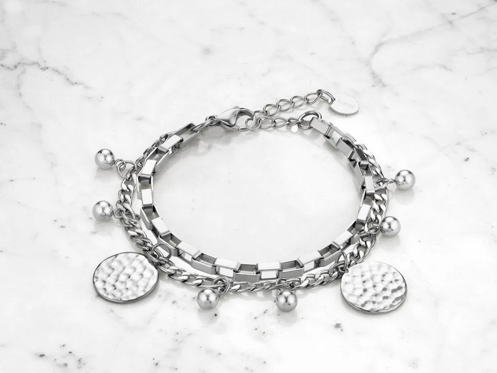 Stainless Steel Bracelet With Charms Silver Colour