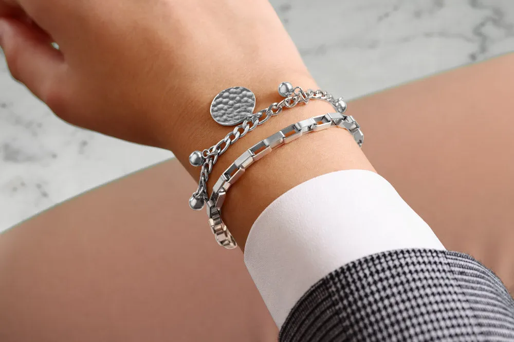 Stainless Steel Bracelet With Charms Silver Colour