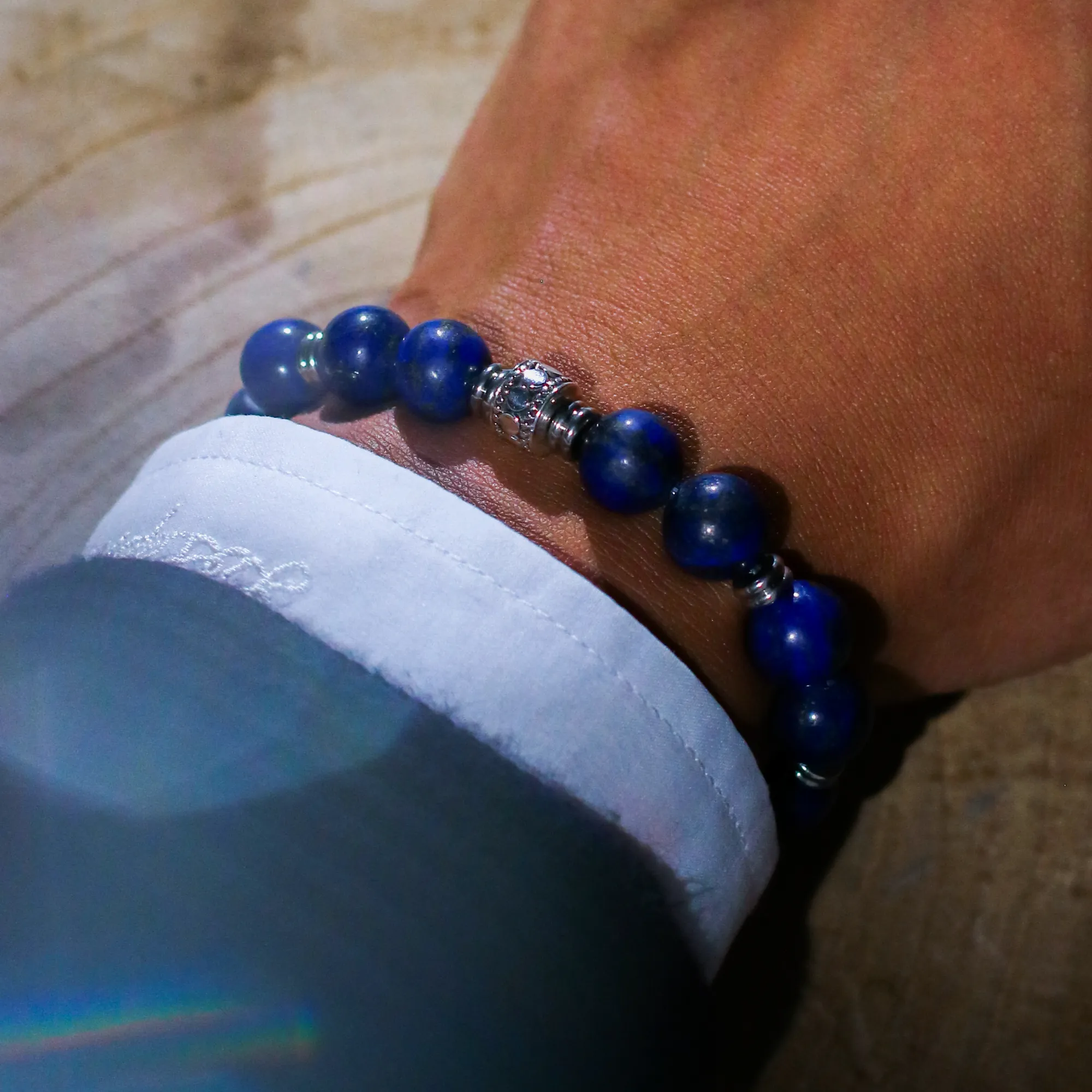 Stainless Steel Spacer Throat Chakra Bracelet