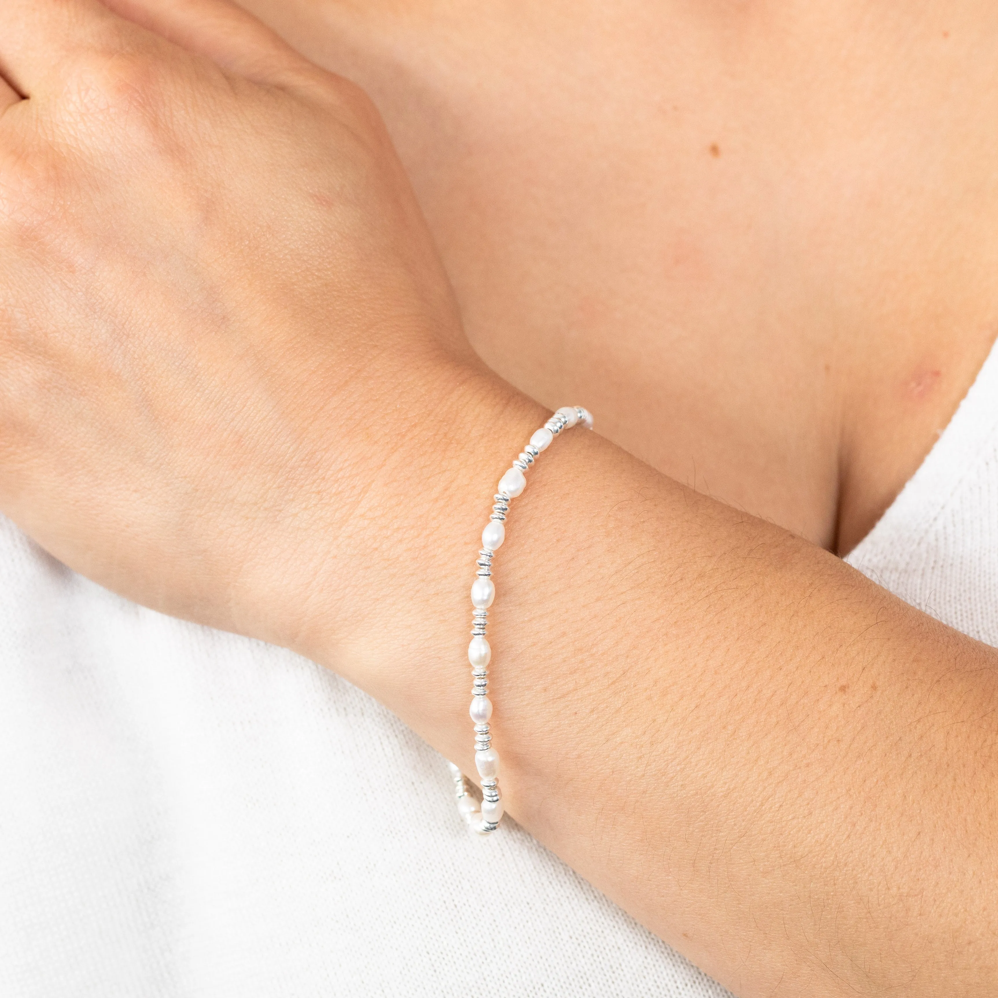 Sterling Silver Beads And Fresh Water Pearls 17 3cm Bracelets