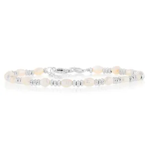 Sterling Silver Beads And Fresh Water Pearls 17 3cm Bracelets