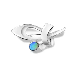 Sterling Silver Black Opal brooch