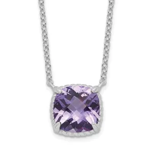 Sterling Silver Cushion Square Amethyst 16-18" Necklace