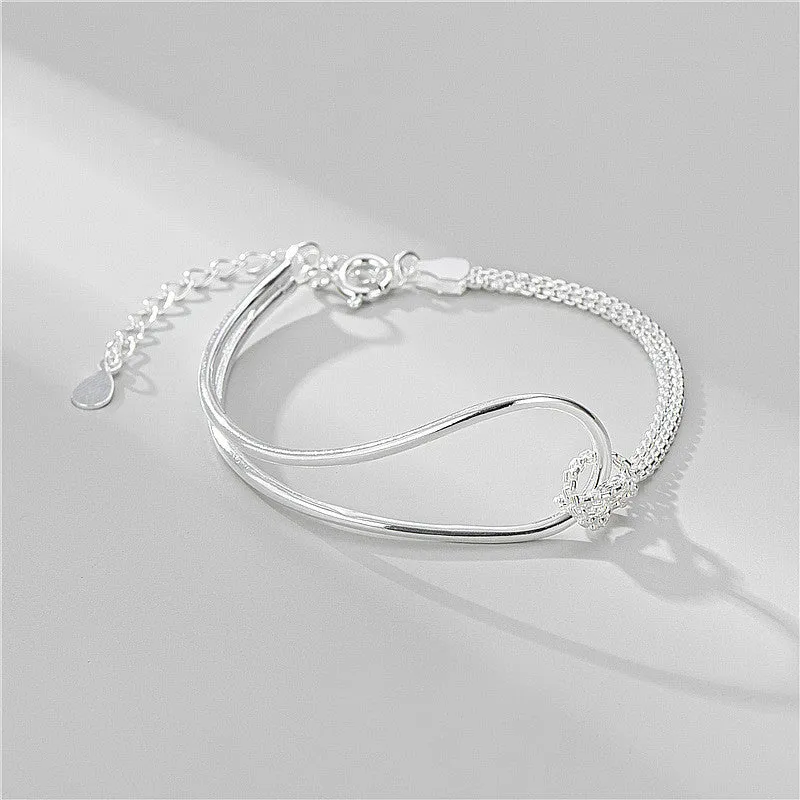 Sterling Silver Geometric Bracelet for Women Charms Gifts for Mom